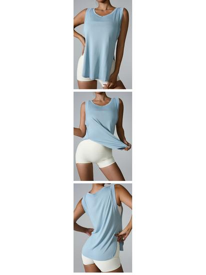 Volná dámská vesta bez rukávů na jógu a běh: Evropský a americký styl