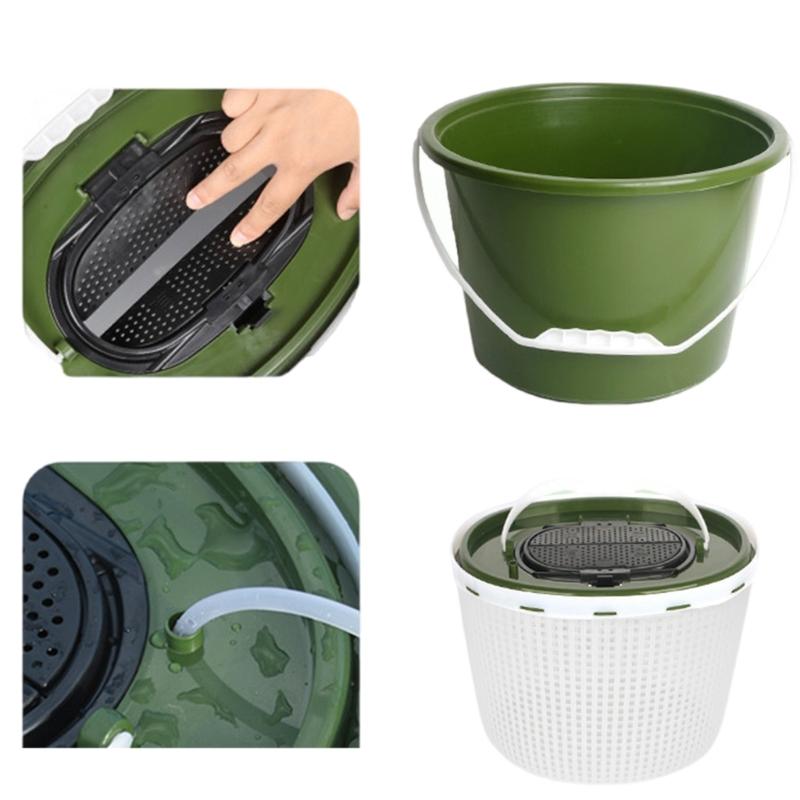Carps Fishing Bucket Breathable Meshes Live Fish Box With Separate Handle Double Layers Permeable Grid Live Fish Bucket