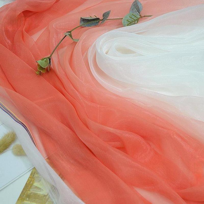 3/5/10m Multicolor Gradient Silk-Crepe Chiffon Fabric for Handmade DIY Sewing Hanfu Apparel Making Wedding Decoration