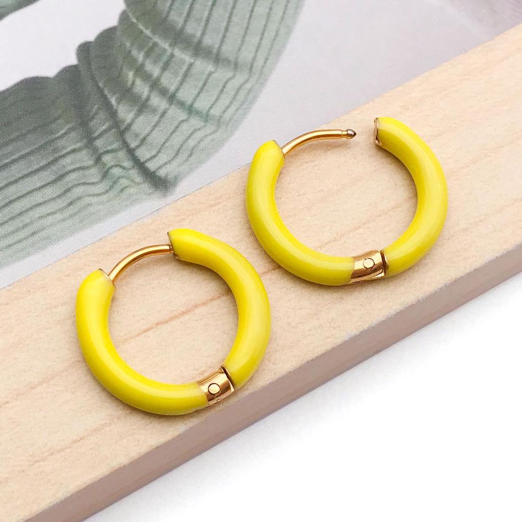 Stainless Steel Enamel Drip Earrings: U-Shaped Geometric C-Studs, Titanium Steel DIY Accessories