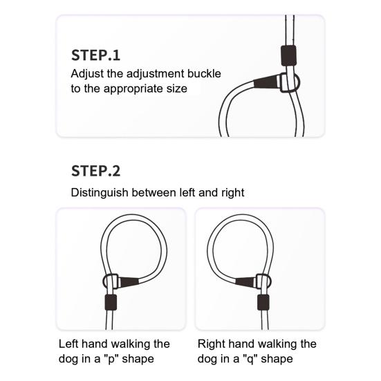 Slip Lead Dog Leash Heavy Duty Pet Leash with Padded Handle Anti-Tangle Clip Adjustable No Pull Training Rope Lead for Medium Large Dogs