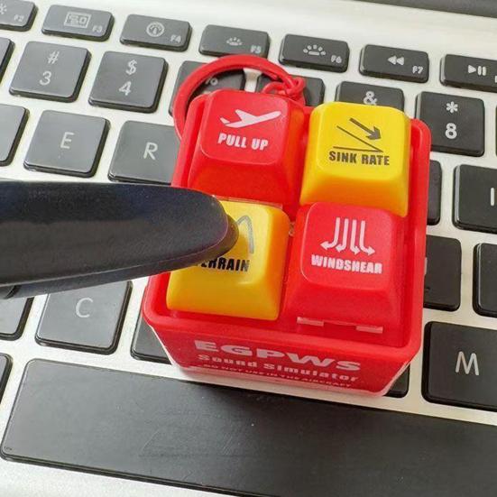 1/2Pcs Keychain Pendant Warning Sound Simulator Key Chain with 4 Authentic Cockpit Alarm Sounds Rugged Durable Design Stress Relief Click Buttons Key