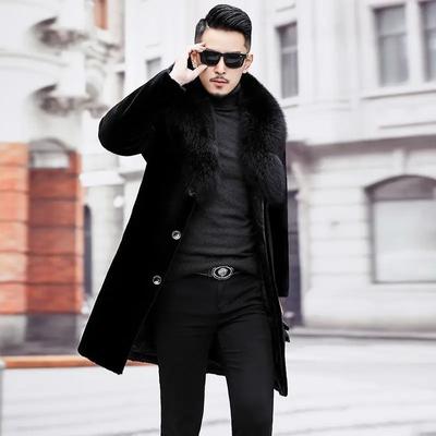Men's Fur Coat Whole Winter Imitation Thickened Long Middle-Aged Jacket