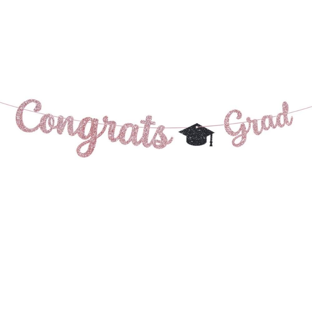 Glitter Decor Graduation Party Banner Garland Graduation Hanging Banner  Photo Background