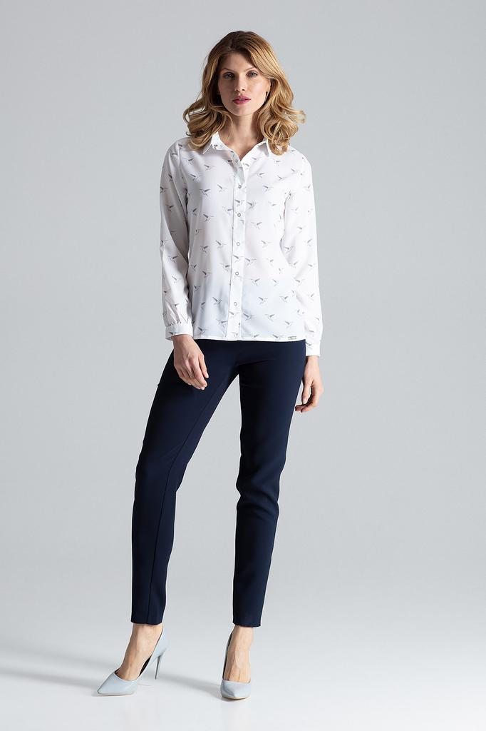 Elegant women' shirt with birds - ecru M284 size