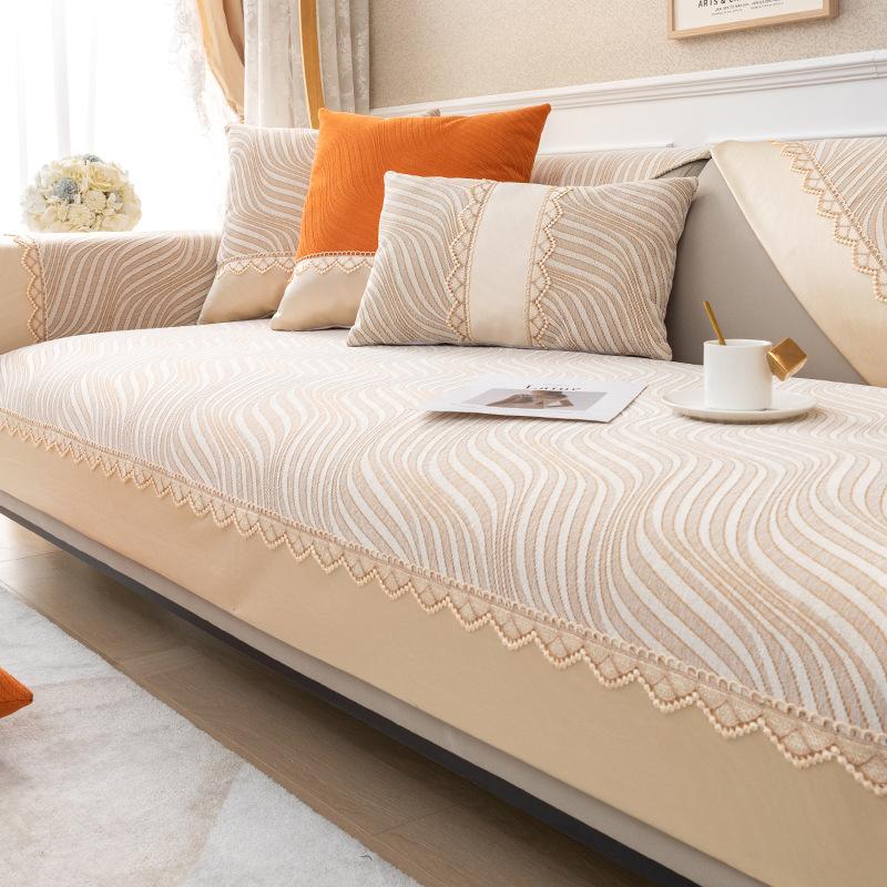 Chenille Sofa Cushion for All Seasons, Modern Light Luxury Anti-slip Cloth Towel, Anti-cat Scratch Sofa Cover, Thickened
