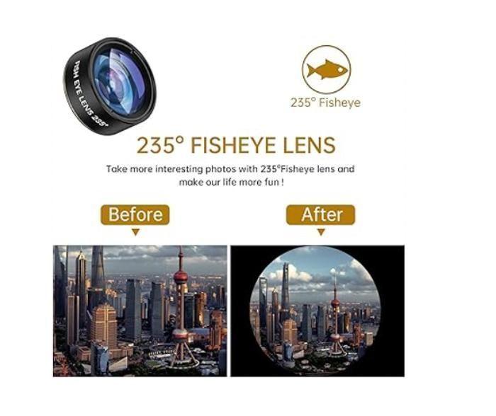 Kit d'objectifs 3 en 1 - Cosulan - Compatible iPhone/Samsung - Grand angle 0,62x - Macro 25x - Fisheye 235°