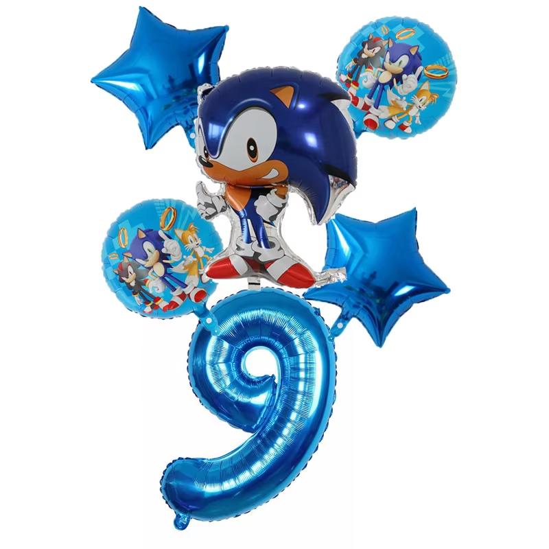 6Pcs Cartoon Hedgehog Balloons Sonic Theme Birthday Party Decoration Balloons For Boys Children Baby Bath Toys
