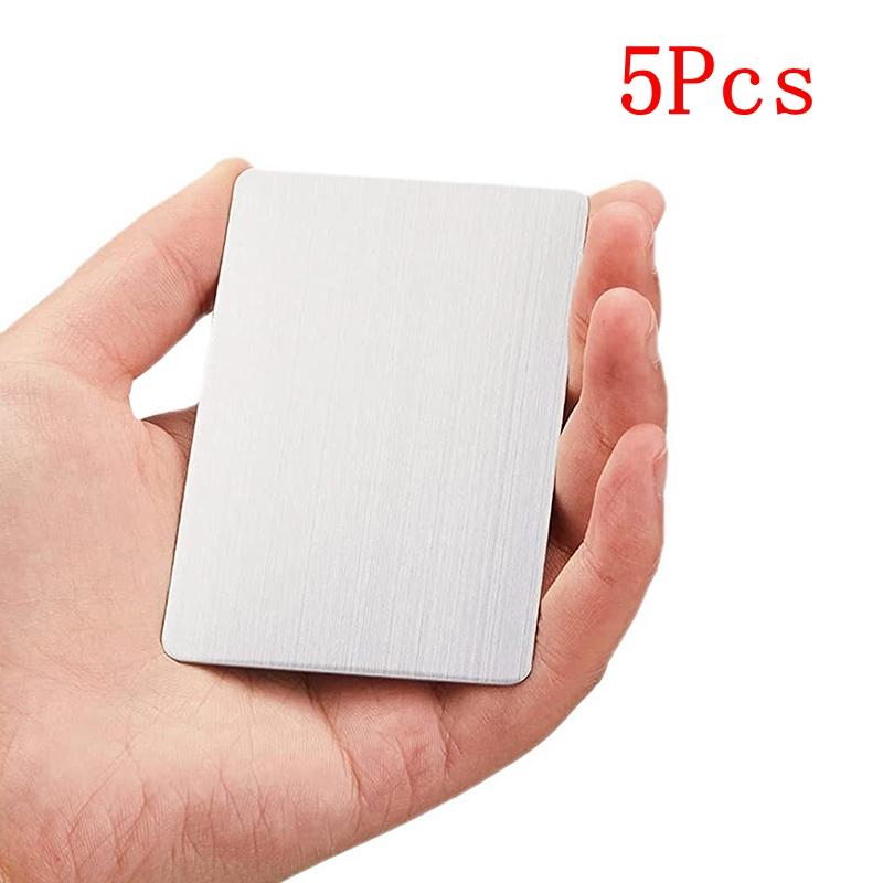 1/5Pcs 0.5mm Stainless Steel Metal Business Cards Blank Name Card Laser Engraving for DIY Gift Cards