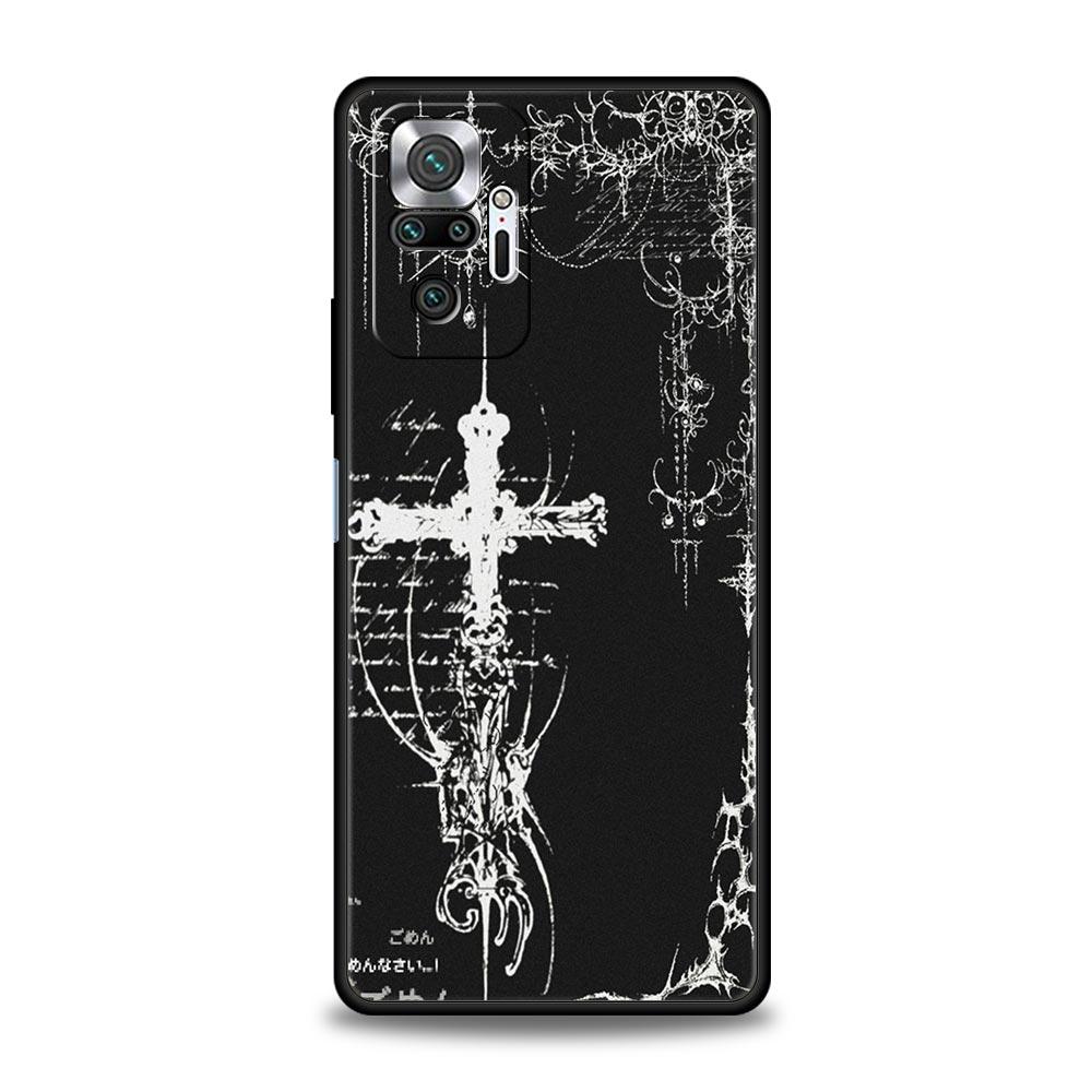 Cyber Sigil Cross line Phone Case For Xiaomi Redmi Note 14 13 5G 10 11 12 Pro Plus 4G 14C 13C 12C 10C Black Cover