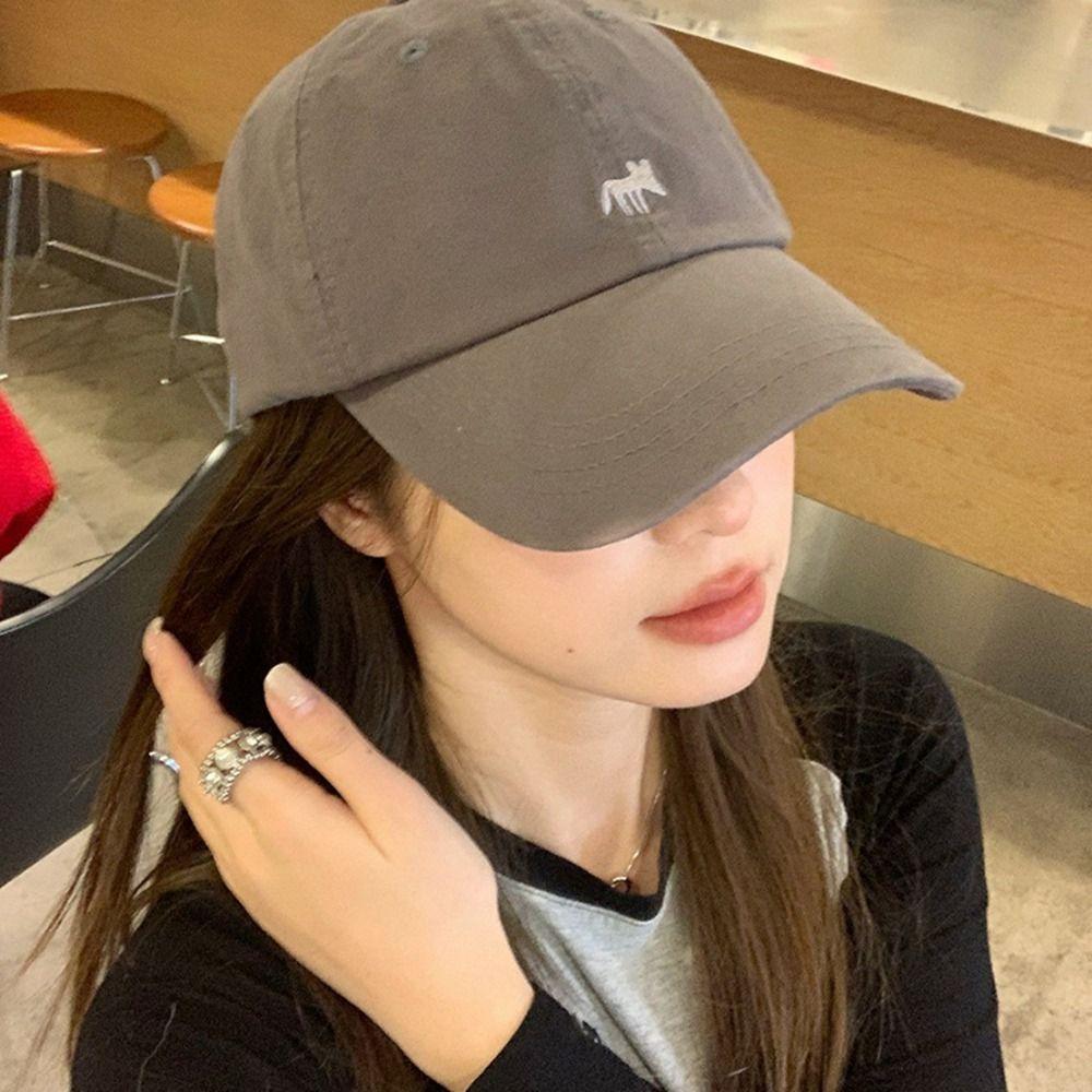 Embroidered Canvas Baseball Hat Animals Sun Hat Versatile Embroidery Baseball Cap  Girl