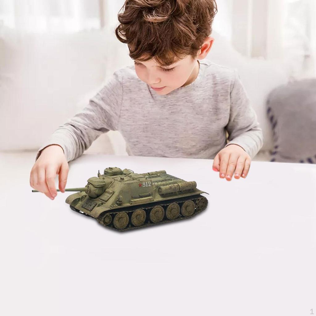 1:72 Russian SU 85M Tank Model Truck 4D Tabletop Decor Collectibles Toy Building