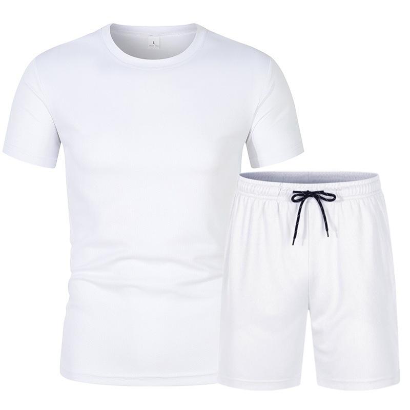 Men's Quick-Dry Mesh Sports Set: Solid Color Short-Sleeve T-Shirt and Shorts