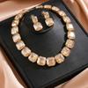 Geometric Cube Crystal Statement Earring Choker Necklace Set Women Fashionable Oversized Rhinestone Jewelry In White Or