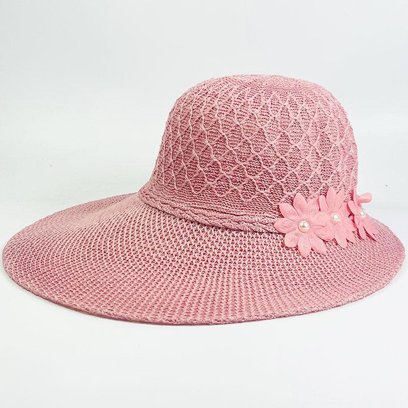 Straw Hat Women's Summer Sun Hat Fashionable Seaside Sun Protection Flower Large Brim Sun Protection UV Resistant Beach Hat