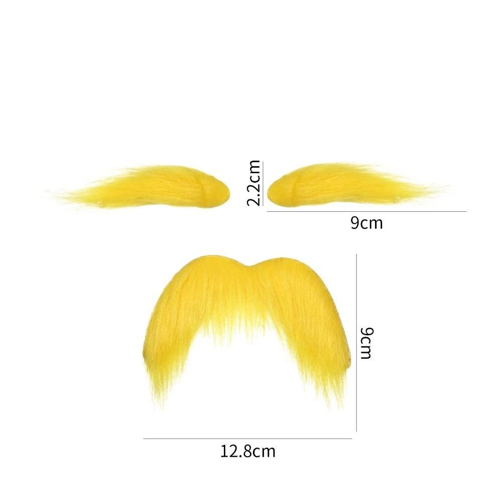 Self Adhesive Fake Beard Yellow Color Cosplay Outfit Accessories Mustaches Set  Outfit Styling
