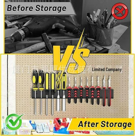 Metal Tool Rack: Wall-Mounted Storage for Cross Screwdrivers, Pliers, and Wrenches
