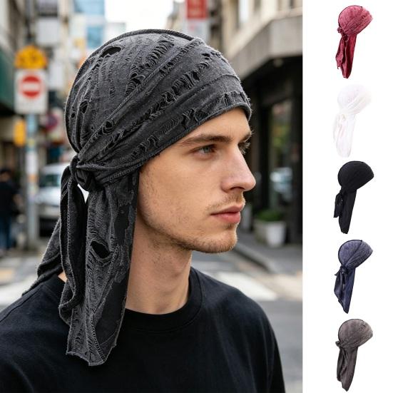 Cappello Pirata Traspirante, Fascia per la Testa Vintage con Strappi e Nastro Regolabile, Cappello Bandana in Tessuto Lavato Stile Streetwear per Uomini Donne