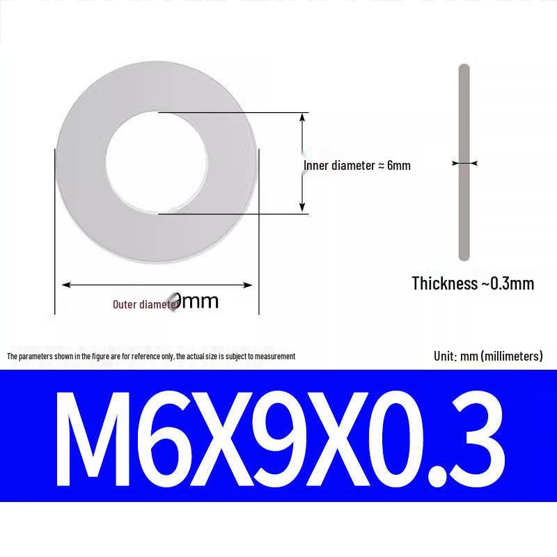304 Stainless Steel Ultra-Thin Flat Washer, Thickness: 0.1/0.2/0.3/0.4/0.5 Mm, Sizes M1-M8