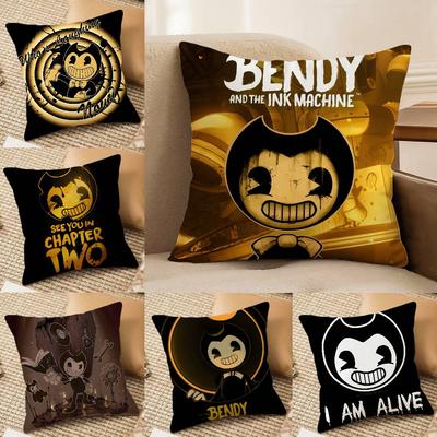 Game Bendy and the Ink Machine-M Pillow Case Silky Elegant Comfort Sofa Bed  Invisible Zipper Beach Pillowcase