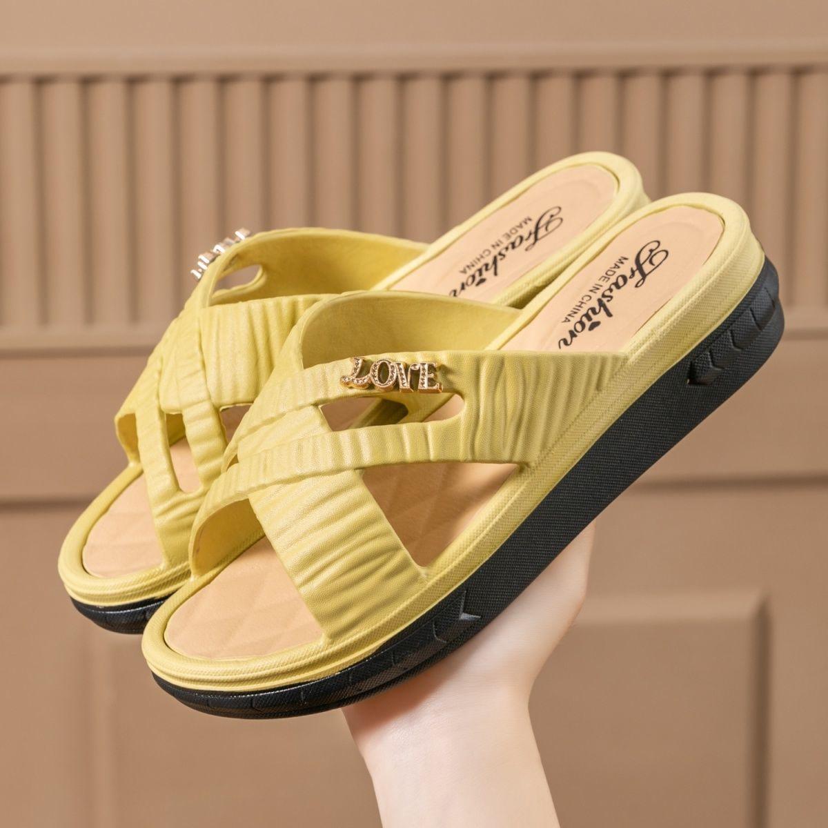 

Нескользящие модные женские летние тапочки с толстой подошвой, новые, увеличивающие рост, домашняя одежда 40 зелёный