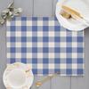 Blue/Yellow/Green White Small Plaid Placemats Linen Table Mat Fresh Style Modern Decor Kitchen Dining Room Grid Cup Pads Coaster