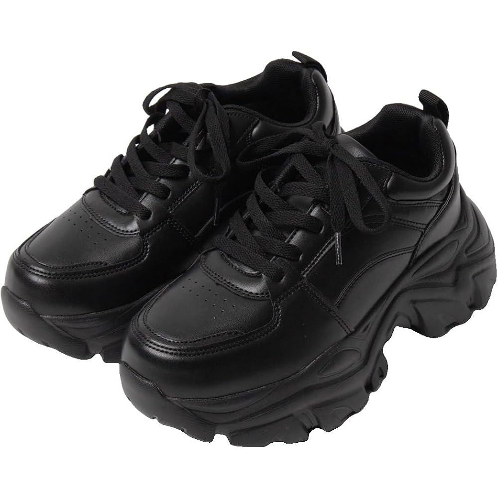 Wego Thick Sole Sneakers Volume Shoes Large Size Street Style Women's XL Black