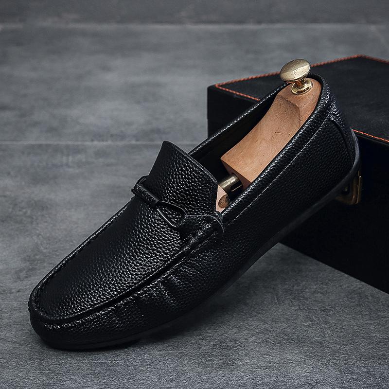 

Модная кожаная мужская повседневная обувь Роскошный бренд Мужские лоферы Легкие слипоны Туфли-лодочки Удобная обувь для вождения Мокасины 39 чёрный