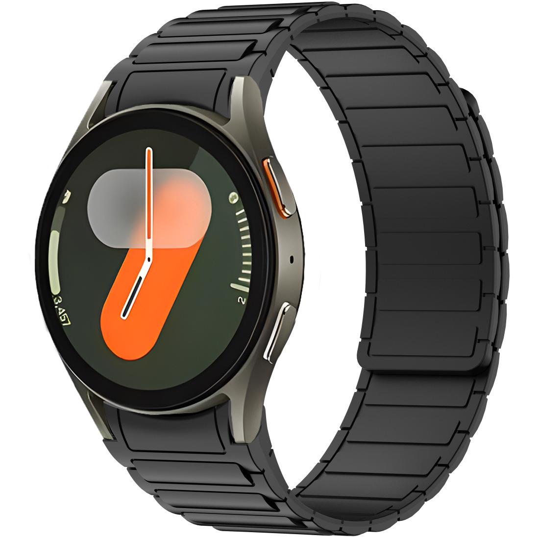 

Силиконовый ремешок без зазоров для Samsung Galaxy Watch 7 FE 6 5 4 40 мм 44 мм 5pro, магнитный браслет для Galaxy Watch 6 4 Classic 43/47 мм. Galaxy Watch 7 6 5 4 чёрный