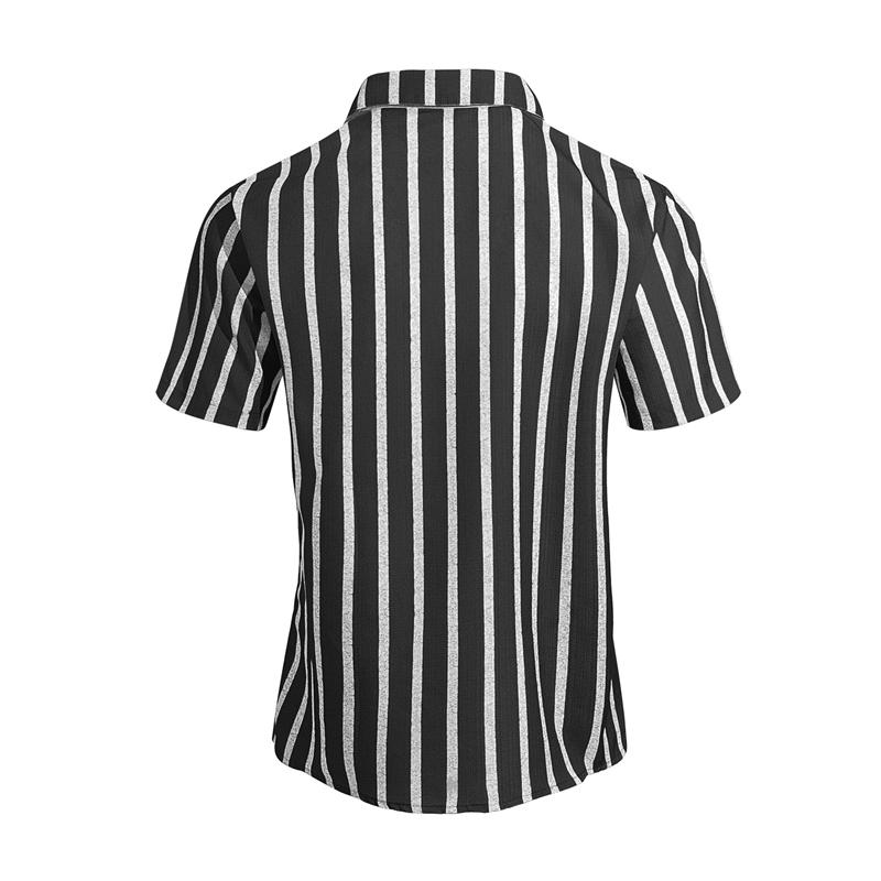 Summer 2026 Men's Slim Fit Short Sleeve Shirt Collared Striped Beachwear Casual Fashion European Style