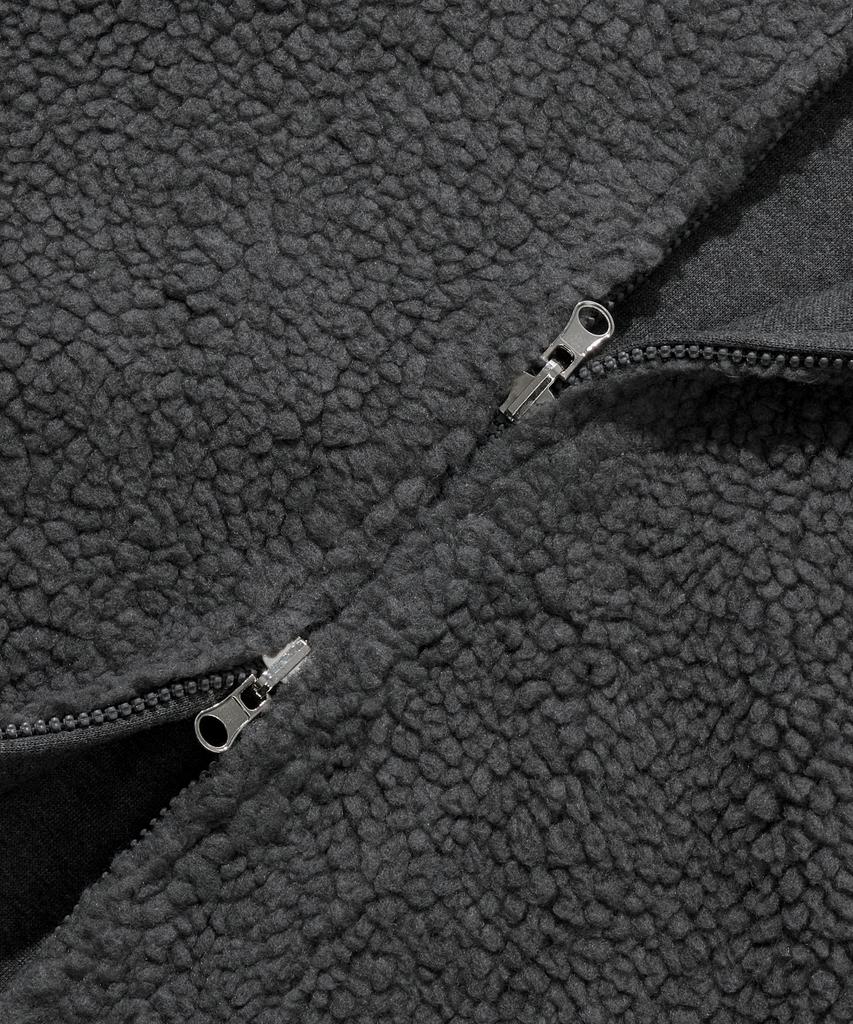 Agod Reversible Heavy Fleece Boa Hooded Zip-Up [Charcoal]