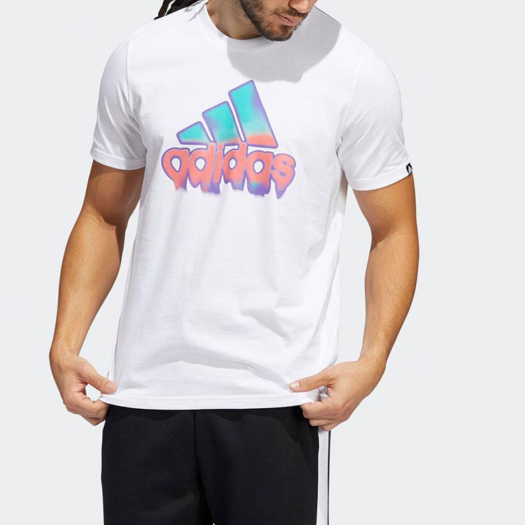 Adidas SS22 Letter Logo Round Neck Short Sleeve T-Shirt Men Tops White HE4812