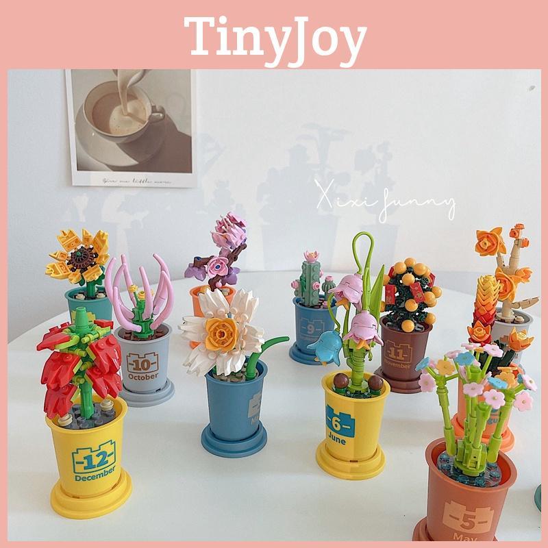 Bausteinmodell Spielzeug Sonnenblume Pflaumenblüte Simulieren Blume Topfpflanze