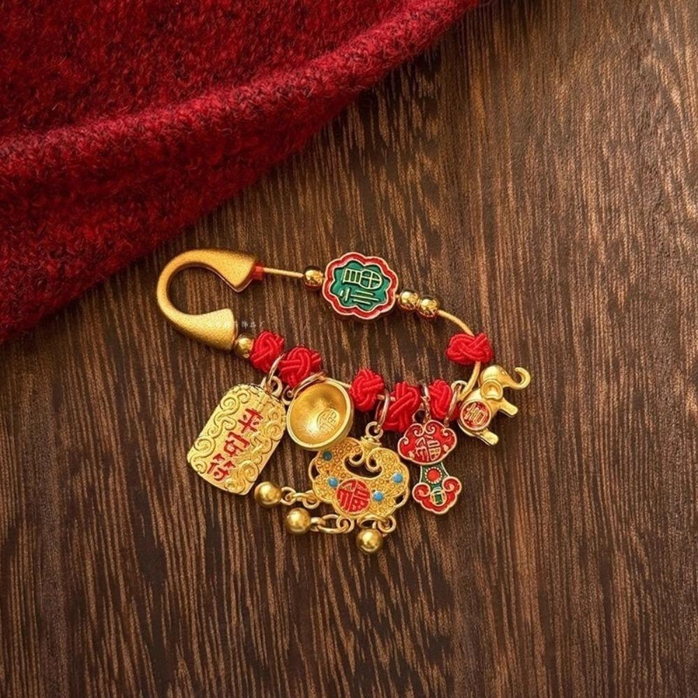 Horse Year Lucky Pins Gold Sand-plated Ornaments Fashion Guardian Brooch  Newborn Baby