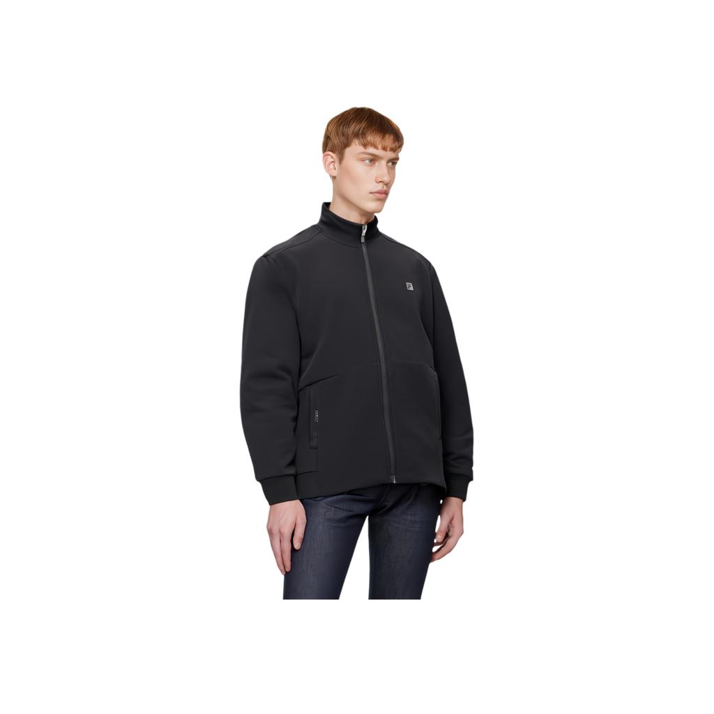 Fila Solid Color Thickened Stand Collar Zipper Jacket Men Jackets Black F51M417505A-BK