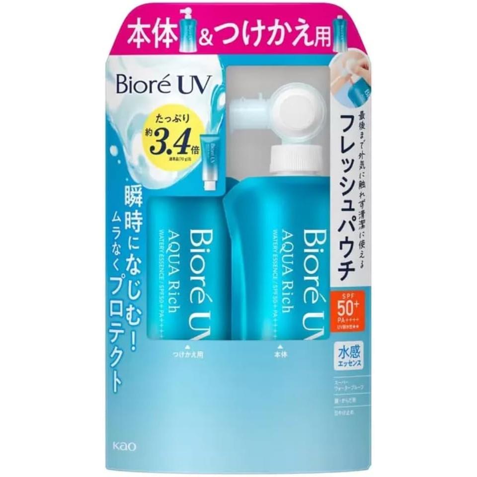 Biore UV Aqua Rich Водянистая 120г бутылка 120г Эссенция, + сменный блок, 2 шт.