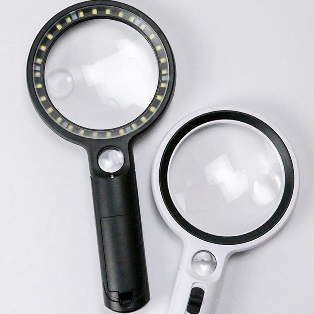 Magnifying Glass 5X 13X 20X Handheld Magnifier UV Light with 30pcs LED for Rding Inspection
