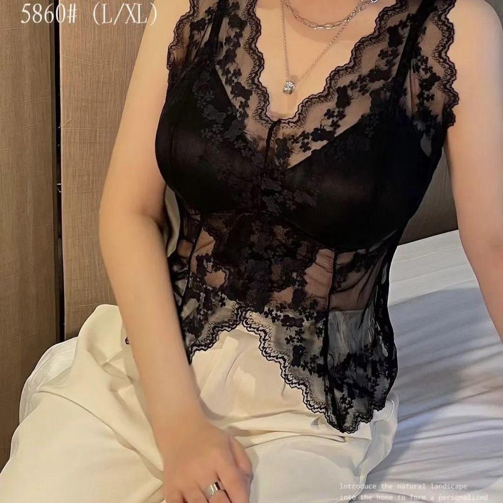 Lace Strappy Camisole - Sexy Anti-Exposure Vest with Beautiful Back Design & Chest Pad