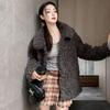 High-end imitation lamb wool coat for women's winter new thickened loose design lapel light environmentally friendly leather
