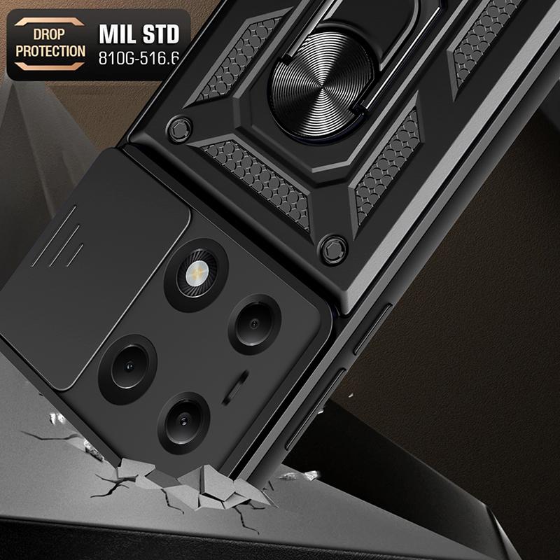 Stoßfeste Panzerhülle für Xiaomi Redmi Note 13 4G/5G Pro Plus Poco X6 mit magnetischem Ringhalter für Auto Handyhülle Schutz