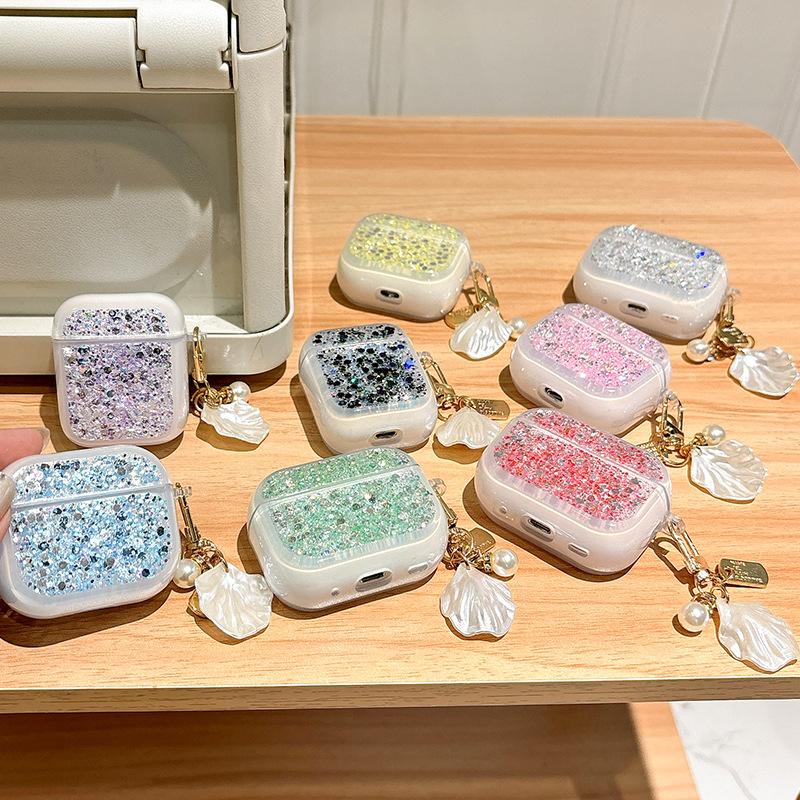 Silver Foil Glitter Sequined Airpodspro2 Bluetooth Headset Cover For Apple Airpods 3 /4 Shell