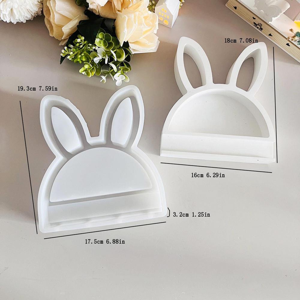 

Rabbit Silicone Fondant Mold Bunny Silicone Candle Mould Semicircular Soap Mold Casting Resin Art Animal Quick Release Home белый