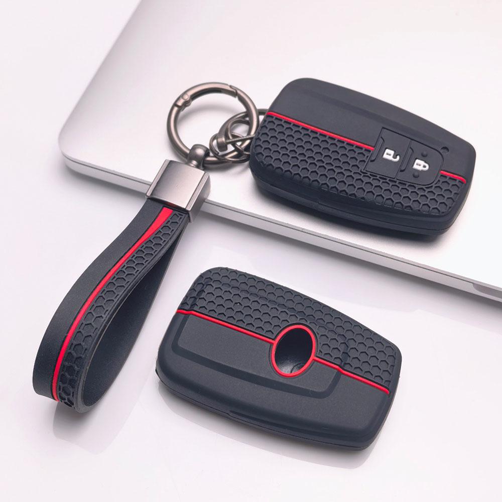 Silicone Car Key Fob Cover with Matching Keychain Compatible with Toyota Corolla Camry RAV4 Highlander Avalon, Fits Toyota Corolla Camry RAV4 Prius