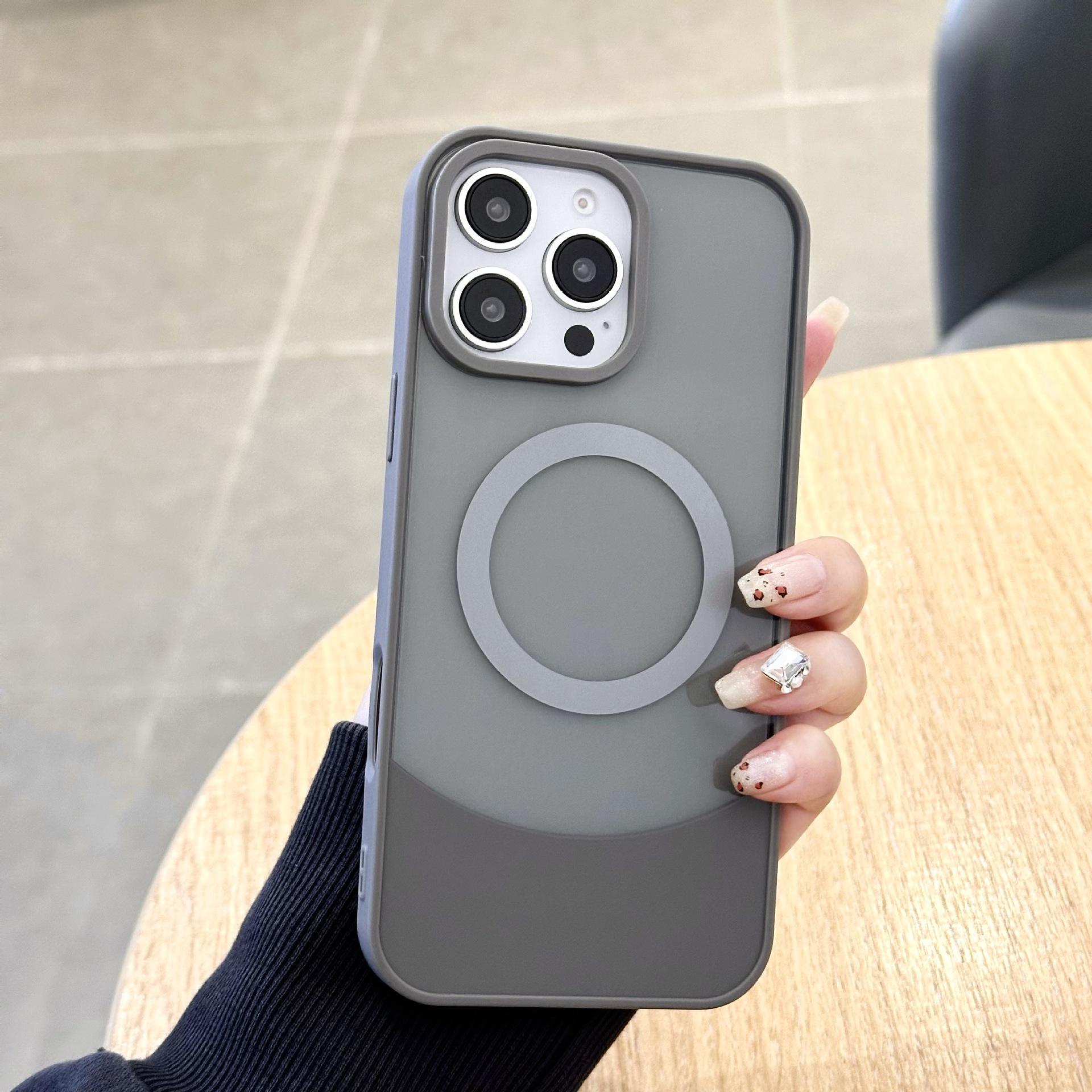 

Simple and Colorful Two-color Magnetic Phone Case IPhone 16 Suitable for 11 Apple 13 Transparent Anti-fall European and American Shell iPhone 11 серый