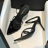 Eleganti Sandali Rossi e Neri con Tacco Alto e Punta Aperta per Scarpe Estive da Donna