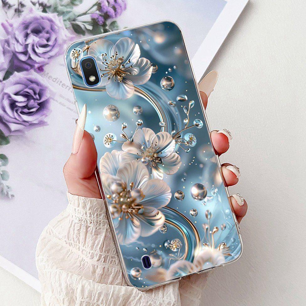 Clear For Samsung A10 Case SM-A105F Cute Fashion Flowers Painted Back Cover For Samsung Galaxy A10 Phone Case A105G A105M A105FN