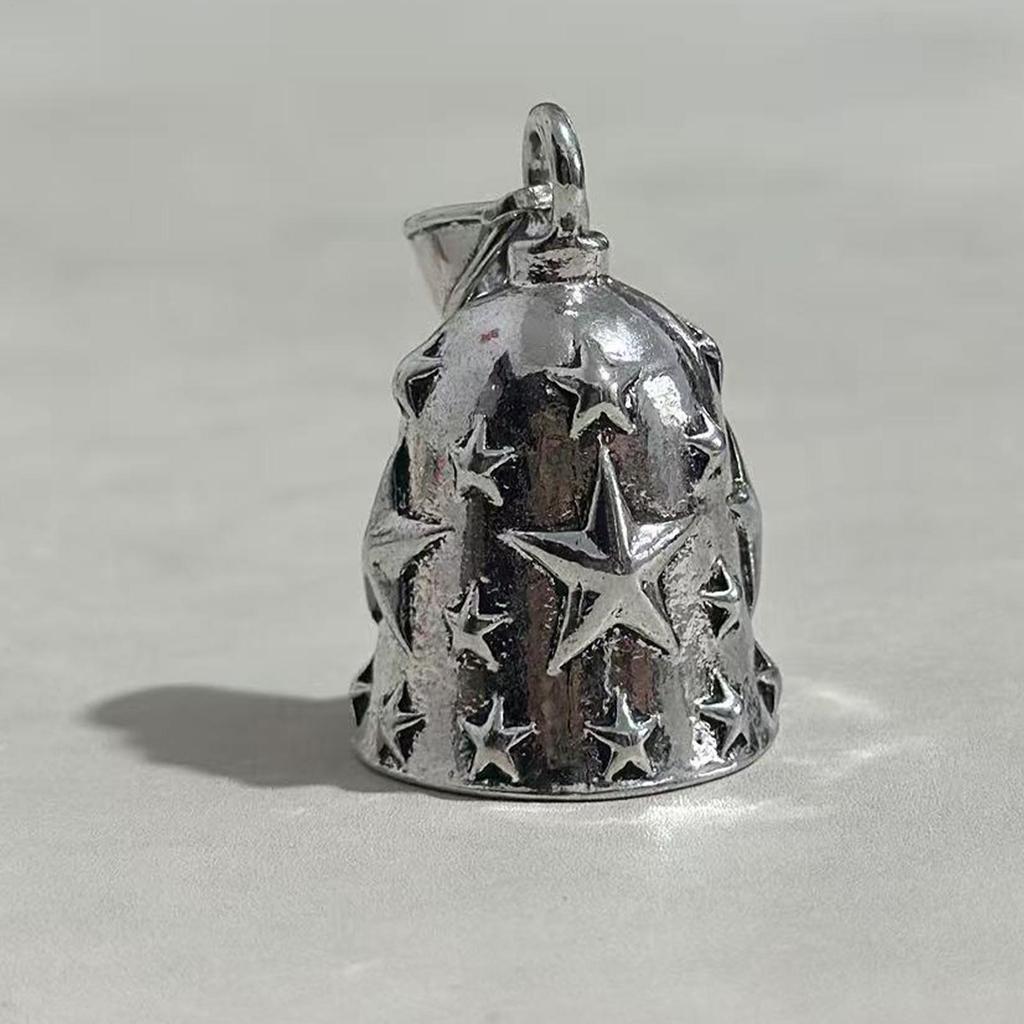 Motorcycle Bells For Men Alloy Embossed Star Sturdy Motorcycle Riding Bell Keychain Pendant For Urban-Commuting Weekend Touring