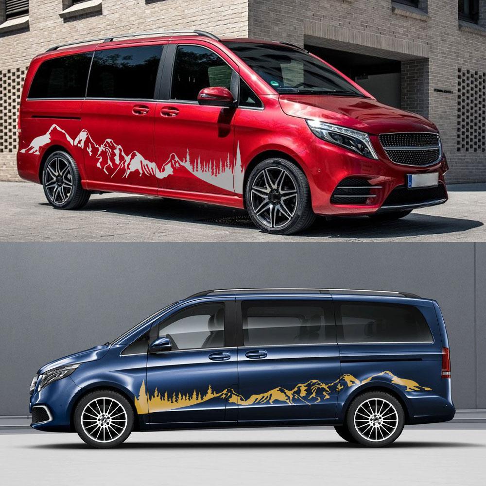 2Pcs/Lot Car Stickers For Mercedes Benz Vito V Class W447 Viano W639 Camper Van DIY Graphics Vinyl Decals Tuning Accessories