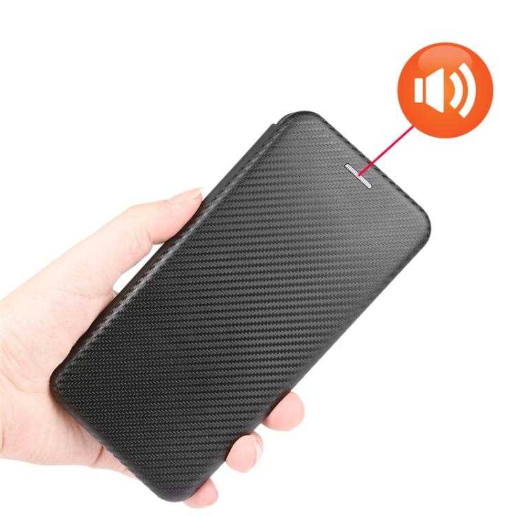 Dla LG Wing 5G Etui z Teksturą Włókna Węglowego, Poziome Flip, TPU + PC + Skóra PU z Miejscem na Karty
