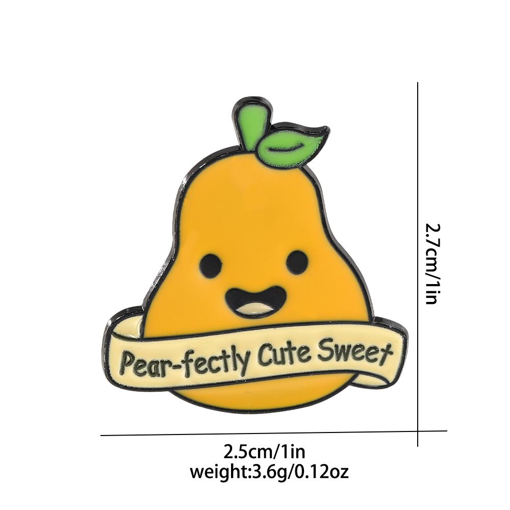 Funny Pear-Fectly Cute Sweet Design Enamel Brooches Cartoon Yellow Fruit Pear Figure Lapel Pins For Women Girls Badge
